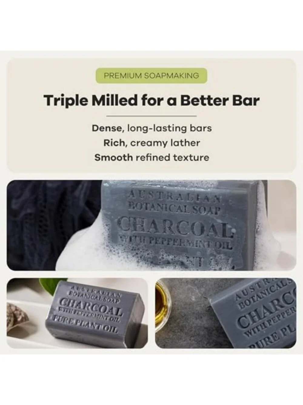 Activated Charcoal Soap Bars - 8 Pack, 6.6 oz Each | Natural Botanical Cleanser